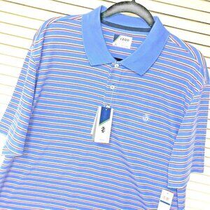 NWT Izod Golf Polo Shirt Men's‎ XL 50 Chest Wicking NEW Blue Stripe Polyester